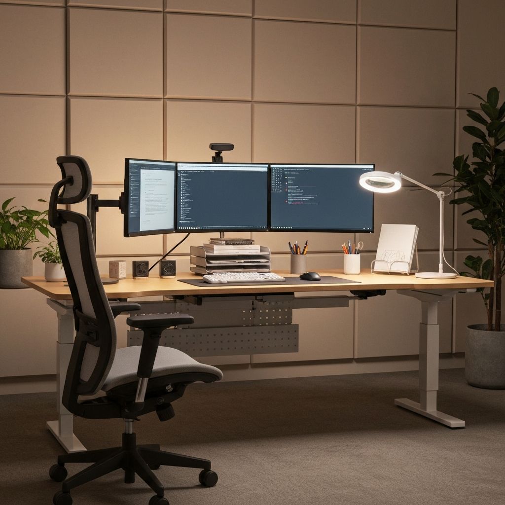 Ergonomic desk setup for wellness